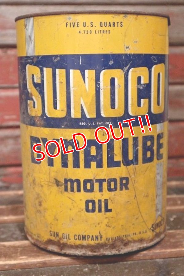 画像2: dp-220501-71 SUNOCO DYNALUBE / 1940's 5 U.S. QUART Motor Oil Can