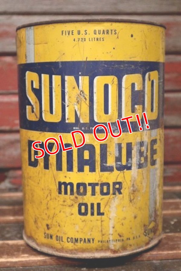 画像1: dp-220501-71 SUNOCO DYNALUBE / 1940's 5 U.S. QUART Motor Oil Can