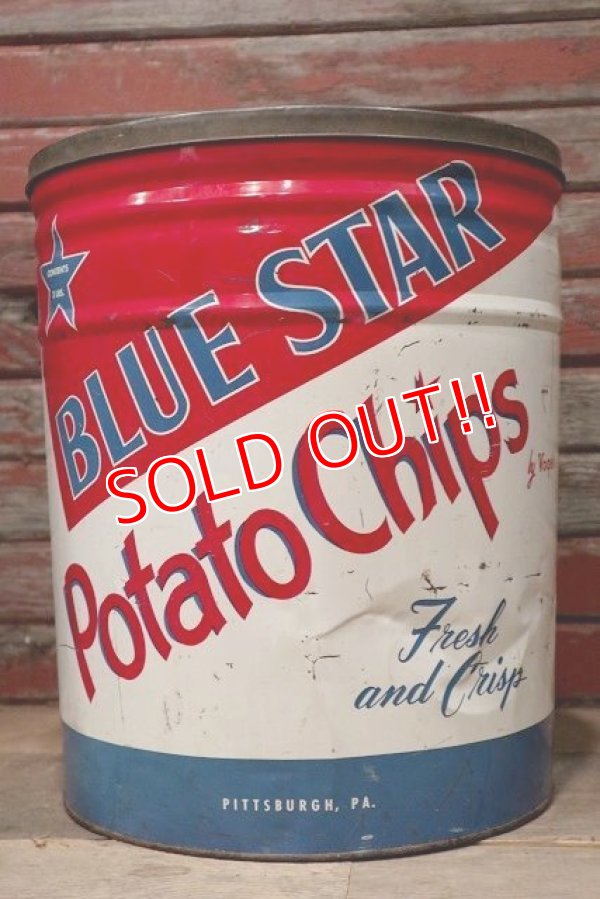 画像2: dp-220601-12 BLUE STAR / Vintage Potato Chips Can