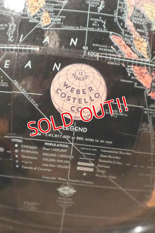 画像4: dp-220601-13 WEBER COSTELLO CO. / 1940's 12 Inch Straight Black Ocean Globe