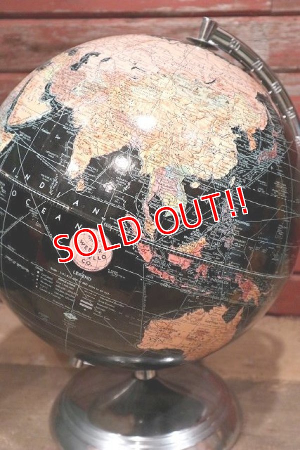 画像3: dp-220601-13 WEBER COSTELLO CO. / 1940's 12 Inch Straight Black Ocean Globe
