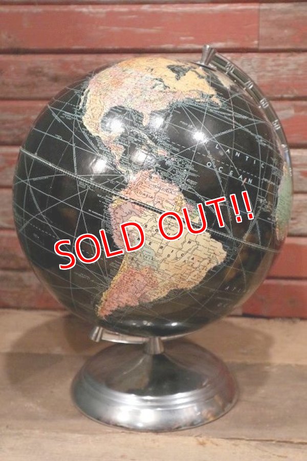 画像1: dp-220601-13 WEBER COSTELLO CO. / 1940's 12 Inch Straight Black Ocean Globe