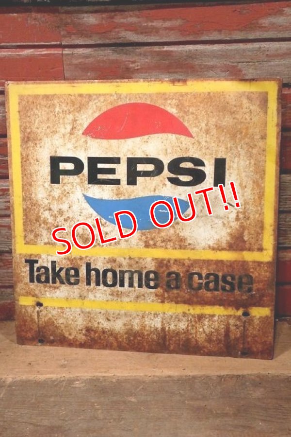 画像1: dp-220901-42 PEPSI / 1960's W-side Metal Sign "Take home a case"