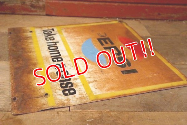 画像9: dp-220901-42 PEPSI / 1960's W-side Metal Sign "Take home a case"