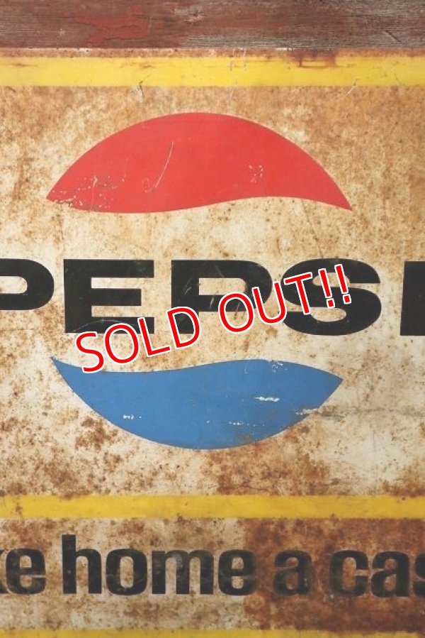 画像2: dp-220901-42 PEPSI / 1960's W-side Metal Sign "Take home a case"