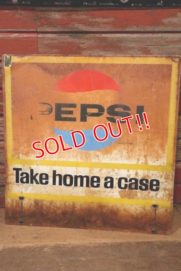 画像6: dp-220901-42 PEPSI / 1960's W-side Metal Sign "Take home a case"