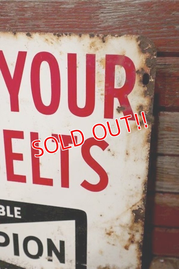 画像4: dp-220901-35 CHAMPION / 1960's "FASTEN YOUR SEAT BELTS" Metal Sign