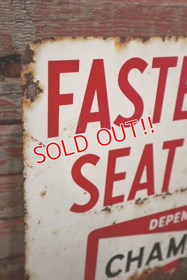 画像8: dp-220901-35 CHAMPION / 1960's "FASTEN YOUR SEAT BELTS" Metal Sign