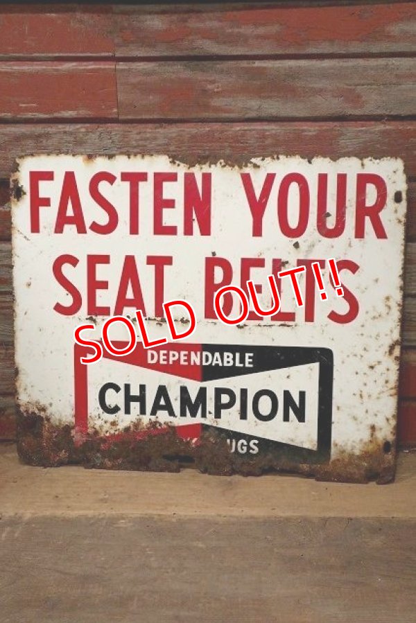画像5: dp-220901-35 CHAMPION / 1960's "FASTEN YOUR SEAT BELTS" Metal Sign