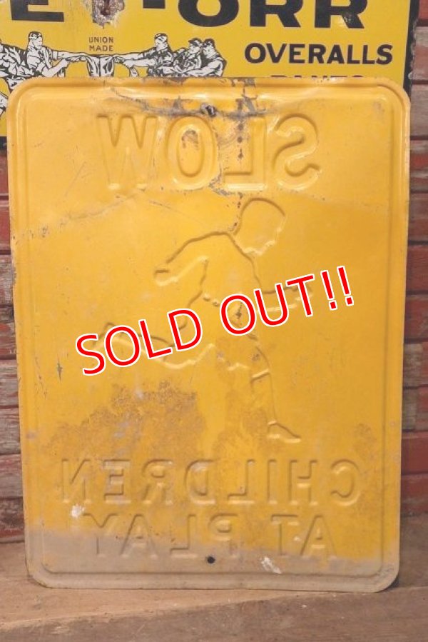 画像7: dp-221001-02 Road Sign 〜1950's "SLOW CHILDREN AT PLAY"