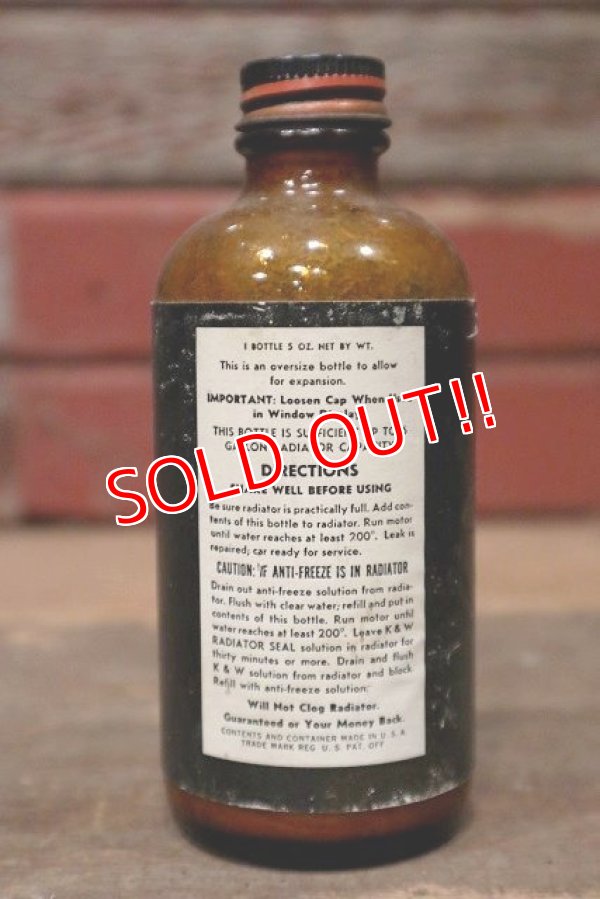 画像3: dp-220901-100 K&W Radiator SEAL / 5 OZ. Vintage Glass Bottle