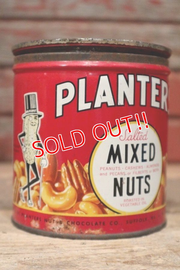 画像1: dp-221101-07 PLANTERS / MR.PEANUT 1940's Salted MIXED NUTS Can
