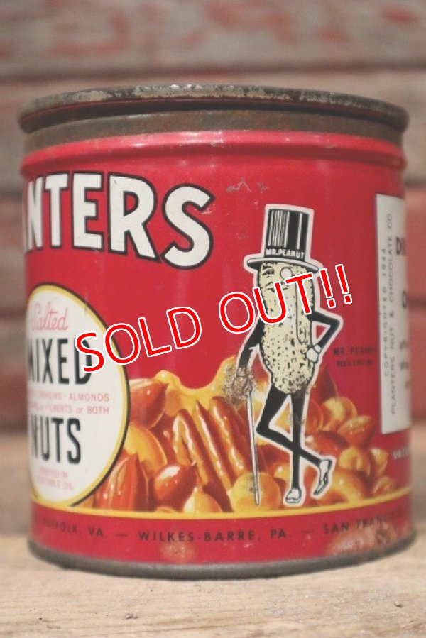 画像3: dp-221101-07 PLANTERS / MR.PEANUT 1940's Salted MIXED NUTS Can
