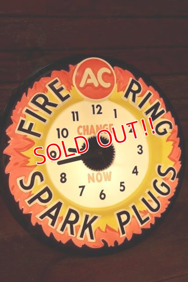 画像1: dp-221101-57 AC FIRE RING SPARK PLUGS / 1960's Lighted Clock