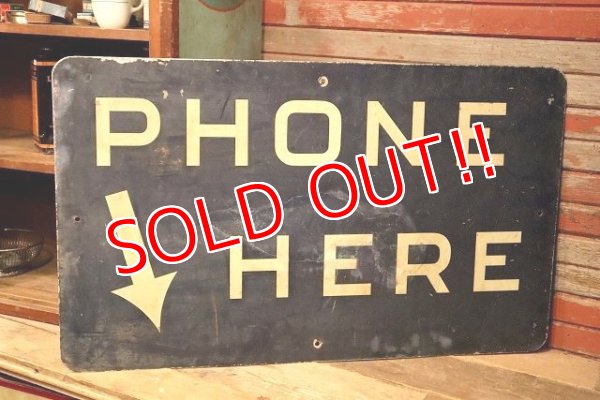 画像1: dp-221201-36 "PHONE HERE" Vintage Sign