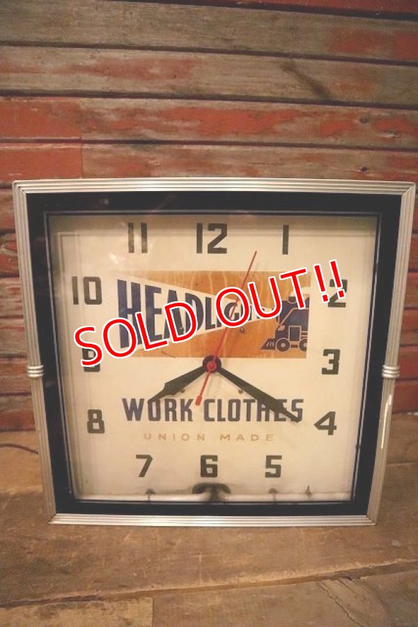 画像2: dp-230101-44 HEADLIGHT WORK CLOTHES 1940's Advertising Neon Clock