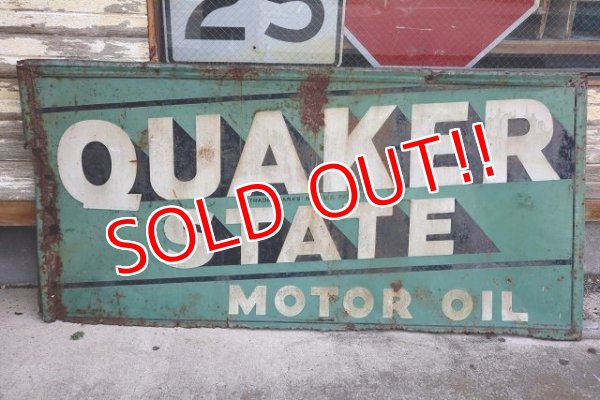 画像1: dp-230401-23 QUAKER STATE MOTOR OIL / 1940's METAL SIGN