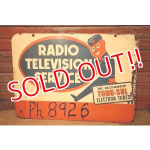画像: dp-230601-28 TUNG-SOL / RADIO TELEVISION SERVICE 1950's W-side Metal Sign