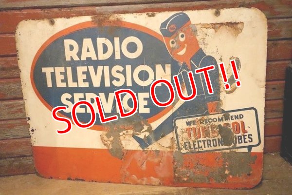 画像6: dp-230601-28 TUNG-SOL / RADIO TELEVISION SERVICE 1950's W-side Metal Sign