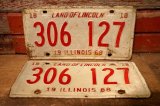 画像: dp-230601-21 License Plate 1968 ILLINOIS "306 127" Set
