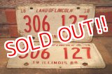 画像: dp-230601-21 License Plate 1968 ILLINOIS "306 127" Set