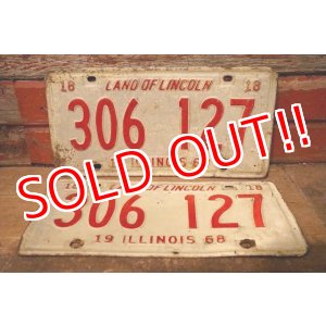 画像: dp-230601-21 License Plate 1968 ILLINOIS "306 127" Set