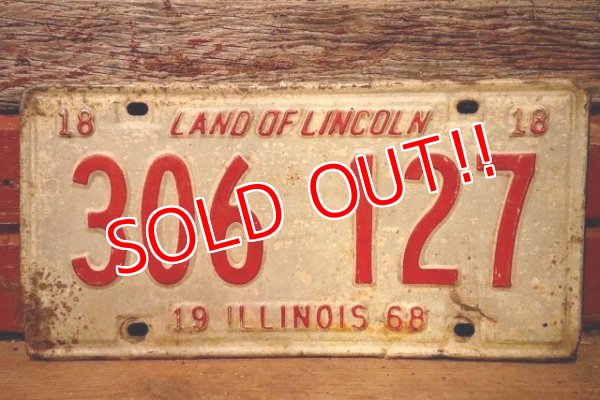 画像2: dp-230601-21 License Plate 1968 ILLINOIS "306 127" Set