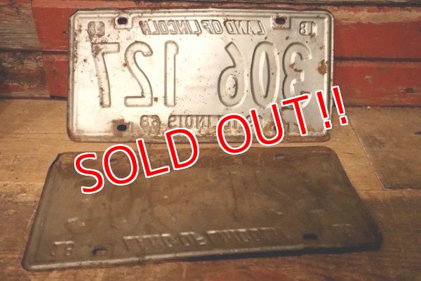 画像8: dp-230601-21 License Plate 1968 ILLINOIS "306 127" Set