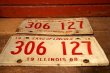 画像7: dp-230601-21 License Plate 1968 ILLINOIS "306 127" Set