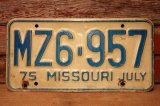 画像: dp-230601-21 License Plate 1975 MISSOURI  "MZ6-957"