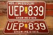 画像1: dp-230601-21 License Plate 1987 MISSOURI "UEP 839" Set