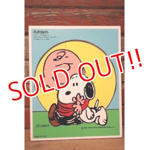 画像: ct-230809-04 Snoopy & Charlie Brown / Playskool 1980's Wood Frame Tray Puzzle