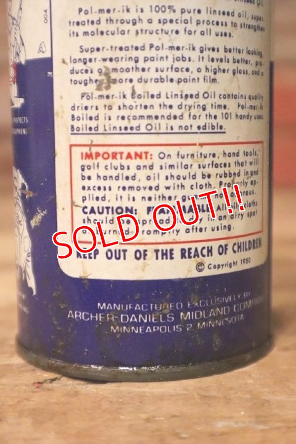 画像7: dp-230901-120 ARCHER / 1950's Pol-mer-ik LINSEED OIL CAN
