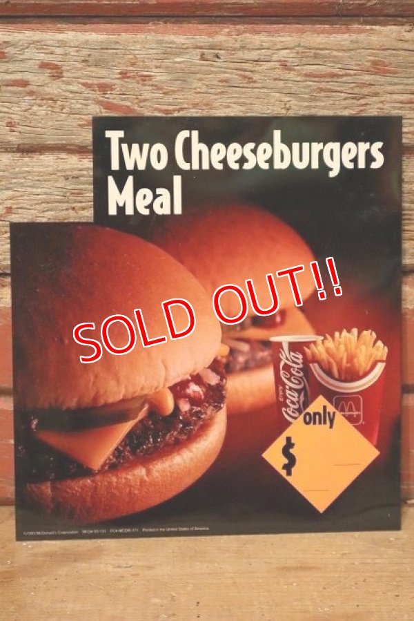 画像1: dp-230901-45 McDonald's / 1993 Menu Sign "Two Cheeseburgers Meal"