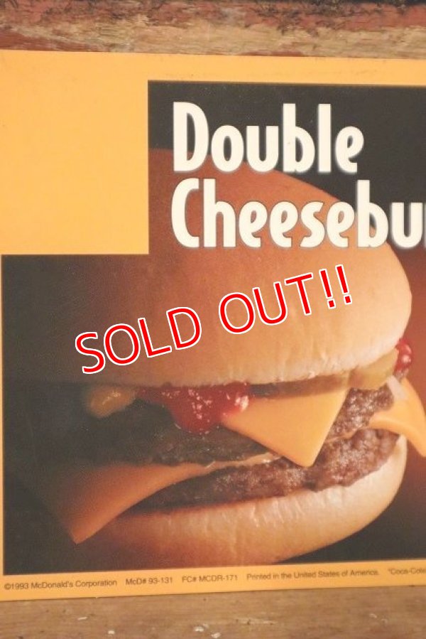 画像2: dp-230901-45 McDonald's / 1993 Menu Card "Double Cheeseburger Meal"