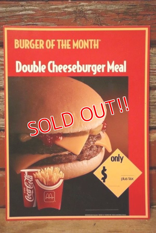 画像1: dp-230901-45 McDonald's / 1992 Menu Sign "Double Cheeseburger Meal"