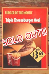 画像: dp-230901-45 McDonald's / 1992 Menu Sign "Triple Cheeseburger Meal"