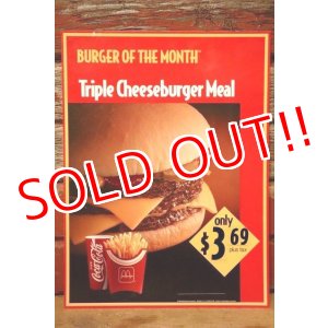 画像: dp-230901-45 McDonald's / 1992 Menu Sign "Triple Cheeseburger Meal"