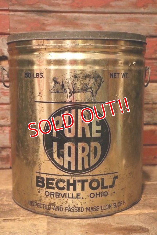 画像1: dp-231001-31 BECHTOLS PURE LARD 1940's-1950's Can 