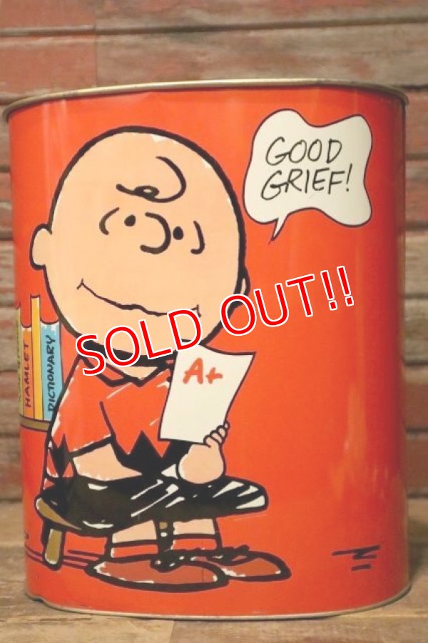 画像4: ct-231001-58 Snoopy & Charlie Brown / CHEINCO 1970's Trash Can (Red)