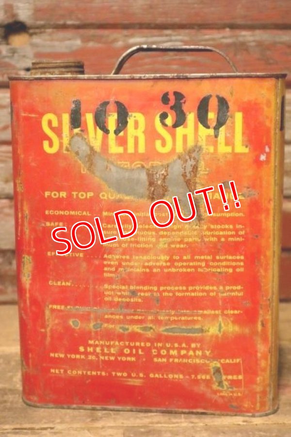 画像3: dp-231012-61 SILVER SHELL / 1950's TWO U.S.GALLONS MOTOR OIL CAN