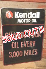 画像: dp-231012-19 Kendall MOTOR OIL / 1980's Metal Sign "CHANGE YOUR OIL EVERY 3,000 MILES"