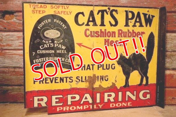 画像1: dp-231012-17 CAT'S PAW / 1920's-1930's Flange Metal Sign