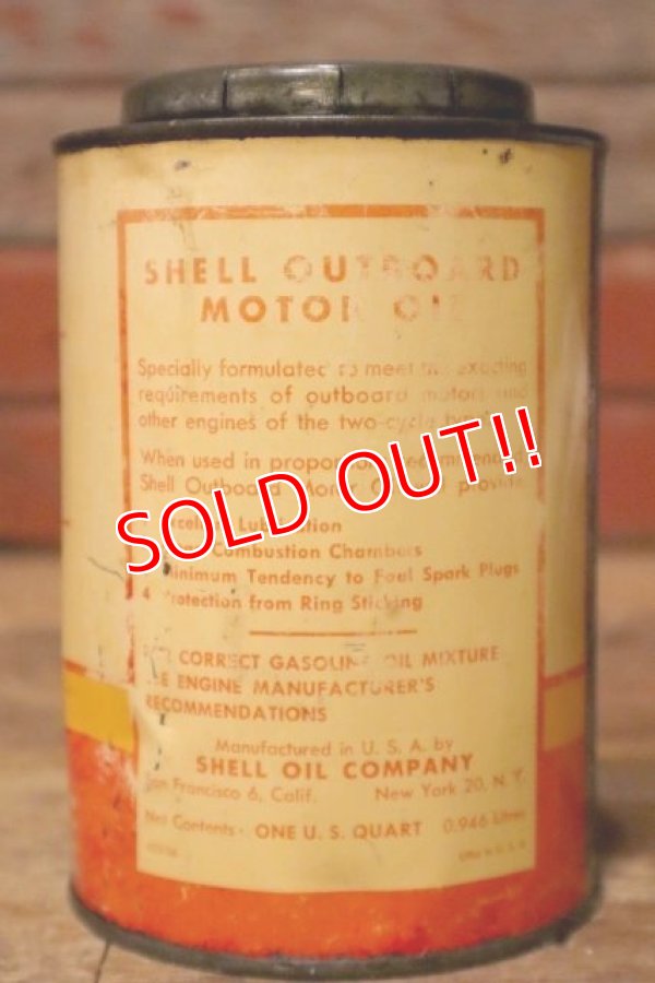 画像3: dp-231012-60 SHELL / 1950's OUTBOARD MOTOR OIL SAE40 One Quart Can