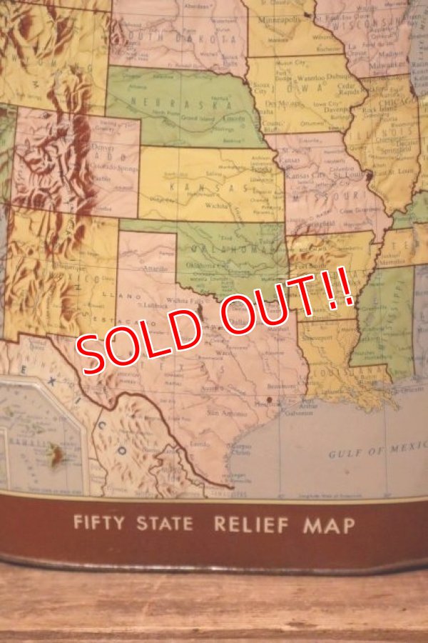 画像3: dp-231206-13 1960's〜United State of America Fifty State Relief Map Trash Box