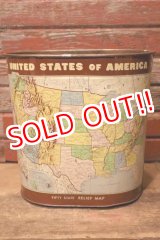画像: dp-231206-13 1960's〜United State of America Fifty State Relief Map Trash Box