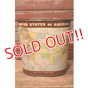 画像: dp-231206-13 1960's〜United State of America Fifty State Relief Map Trash Box