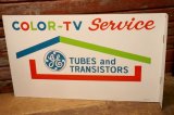 画像: dp-240101-40 GENERAL ELECTRIC / 1960's-1970's COLOR TV-Service W-side Metal Sign