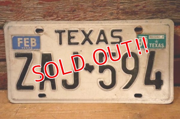 画像1: dp-201101-27 License Plate 1980's TEXAS "ZAJ-594"