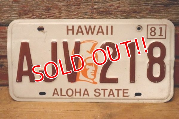 画像1: dp-201101-27 License Plate 1980's HAWAII "AJV 218"